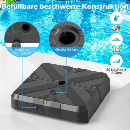Plnitelný stojan na slunečník, 45L/60kg, HDPE, pro tyče 38-48mm