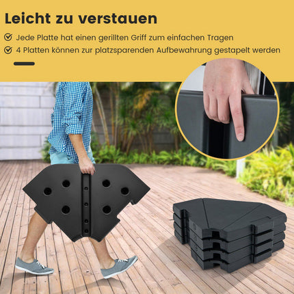 Fillable Umbrella Base, 4-Piece, 94 kg Capacity, Black