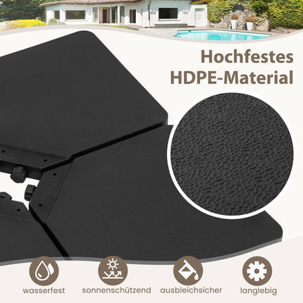 Plnitelný stojan na slunečník, 60L/84kg, černá, HDPE, 4 desky