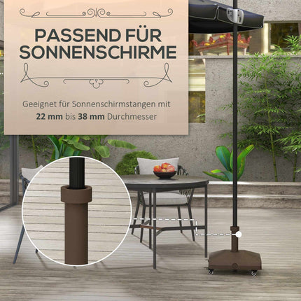 Fillable Umbrella Base with Wheels, 22-38mm, Brown