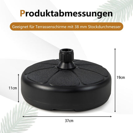 Plnitelný kulatý stojan na slunečník o průměru 37 cm pro maximálně 12 kg černá
