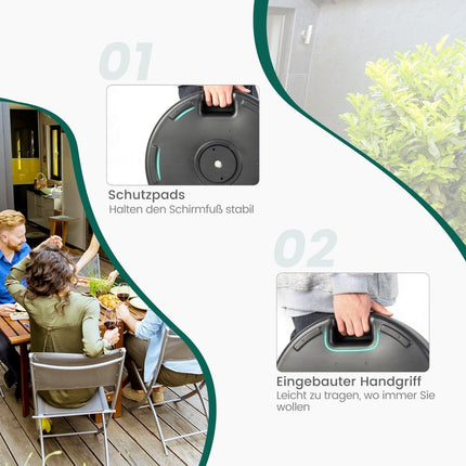 Plnitelný kulatý stojan na slunečník o průměru 45 cm pro maximálně 30 kg černá