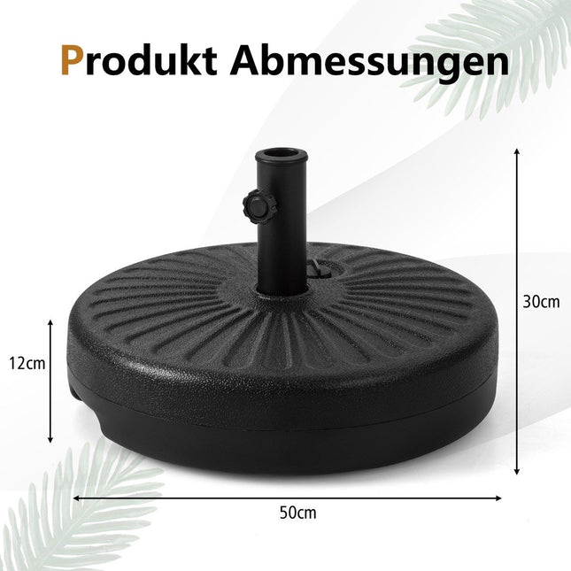 Plnitelný kulatý stojan na slunečník o průměru 50 cm pro maximálně 34 kg černá