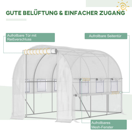 Tunelový skleník 2.95x2x2M, rolovací okna, UV ochrana