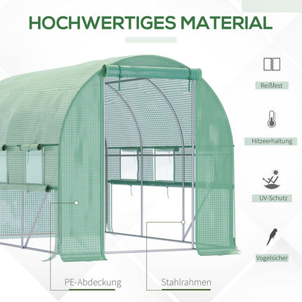 Průchozí fóliový skleník - UV ochrana, 6 oken, 2.95x2x2M