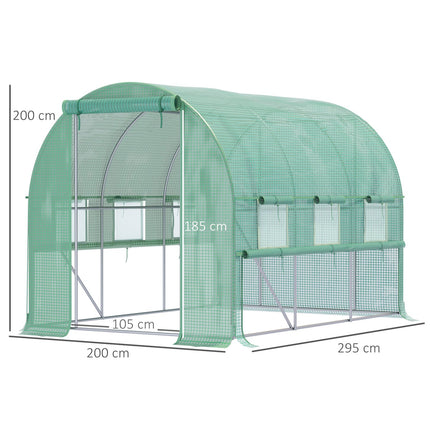 Průchozí fóliový skleník - UV ochrana, 6 oken, 2.95x2x2M