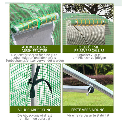 Walk-In Greenhouse Polytunnel 4.5x3m, 6 windows, Frost-resistant
