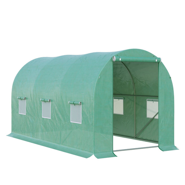 Tunelový skleník se 6 síťovanými okny – 395x195x190 cm