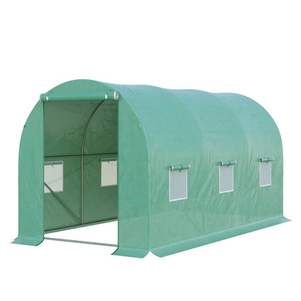 Tunelový skleník se 6 síťovanými okny – 395x195x190 cm