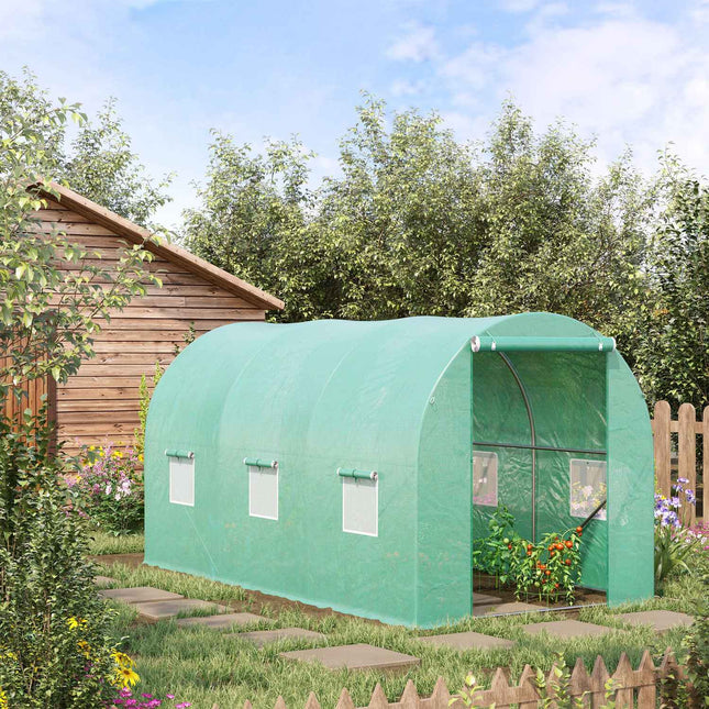 Tunelový skleník se 6 síťovanými okny – 395x195x190 cm