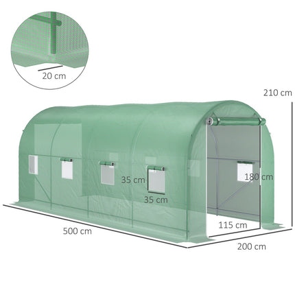 Tunelový fóliovník s oknem, 5x2x2.1m, zelený