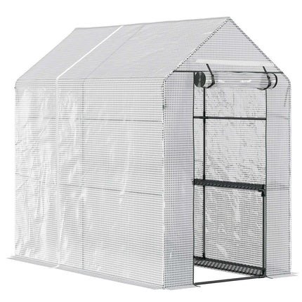 Walk-in greenhouse with 4 shelves, PE cover, 120x186x190 cm