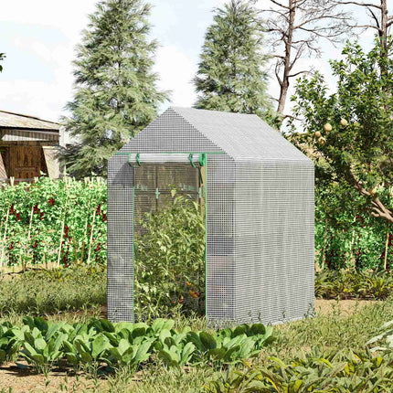 Walk-in greenhouse with 4 shelves, PE cover, 120x186x190 cm