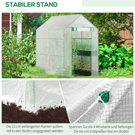 Walk-in greenhouse with 4 shelves, PE cover, 120x186x190 cm