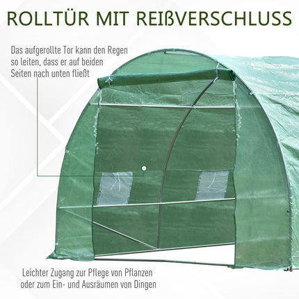 Greenhouse tunnel with window, 590x300x200 cm, Green