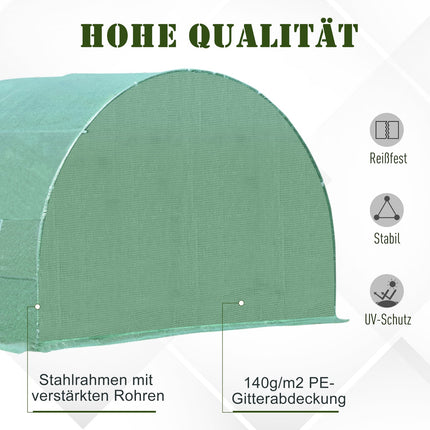 Greenhouse tunnel with window, 590x300x200 cm, Green