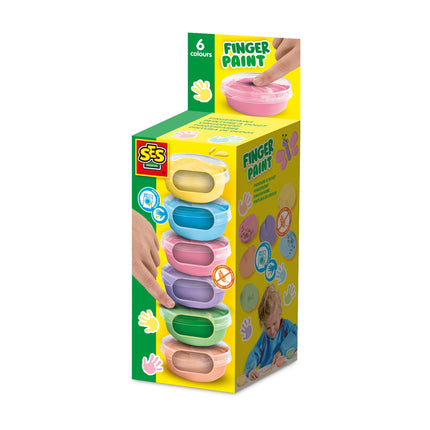 Sada prstových barev, 6 pastelových odstínů pro výtvarné projekty
