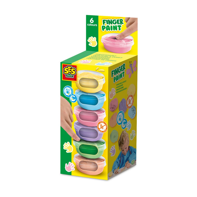 Sada prstových barev, 6 pastelových odstínů pro výtvarné projekty