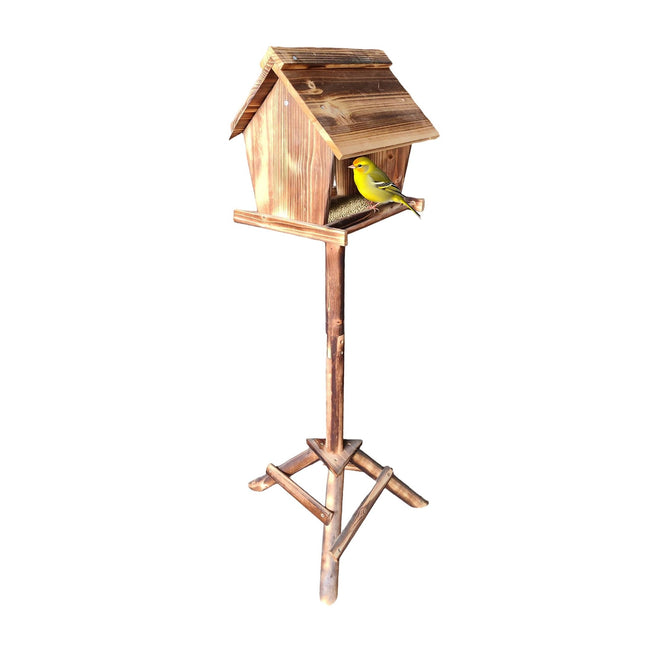 Vogelfutterhaus aus Tannenholz mit hohem Ständer