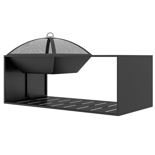 Fire Bowl & Spark Grille with Poker, Metal, Black
