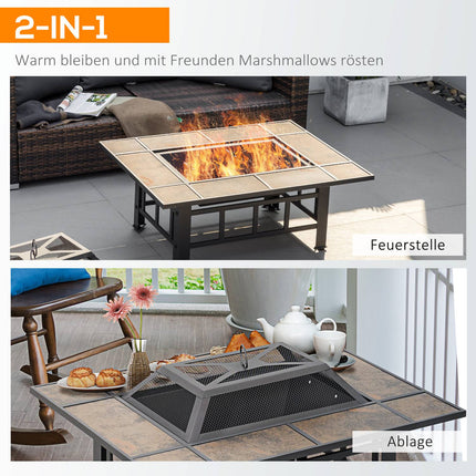 Ohniště z oceli s ochranou proti jiskrám a víkem - 92x71x51 cm