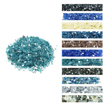Fire Pit Glass, 20 lb Reflective Aqua Blue, 1/2 In