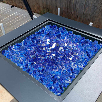Fire Pit Glass, Cobalt Blue Reflective Crushed 20 lb