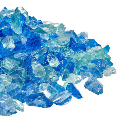 Fire Pit Glass Rocks, 10 lb 3/4-Inch Reflective Blue Mix
