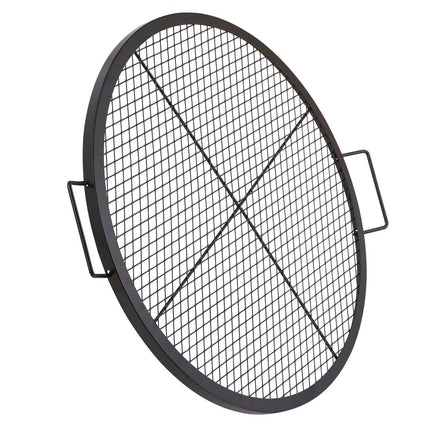 Fire Pit Grill Grate, 30-Inch Round Steel with Handle