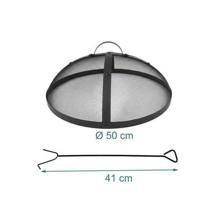 Ochranný kryt ohniště proti jiskrám, kulatá kovová síť, 50 cm