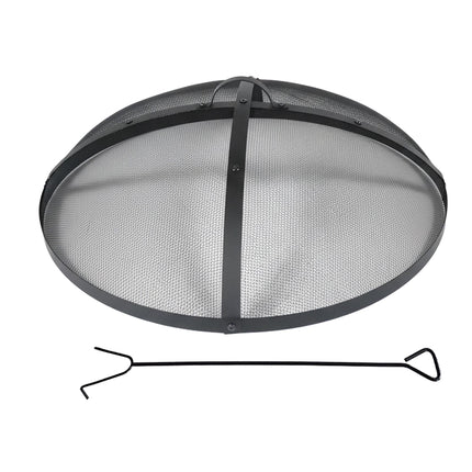 Ochrana ohniště proti jiskrám, kulatá kovová síť, včetně pohrabáče, 70 cm