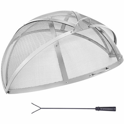 Fire Pit Spark Screen Lid, 36-Inch Stainless Steel, Handles
