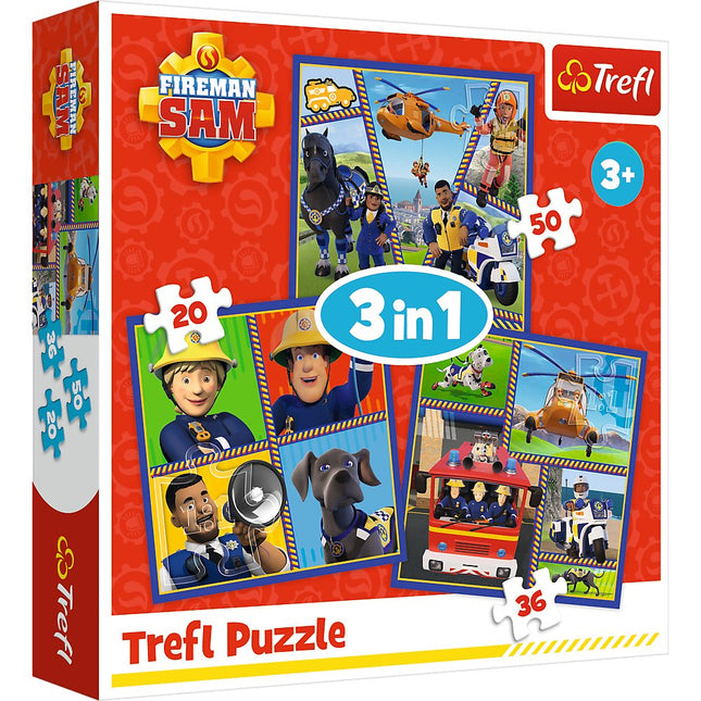 Požárník Sam – sada puzzle 3v1 pro děti, zábavné učení
