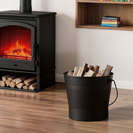 Fireplace Ash Bucket Set, Lid, Shovel, Brush, Gloves