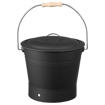 Fireplace Ash Bucket Set, Lid, Shovel, Brush, Gloves
