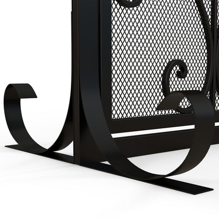 Fireplace guard & Gate - Magnetic steel, Black 105x80.5 cm