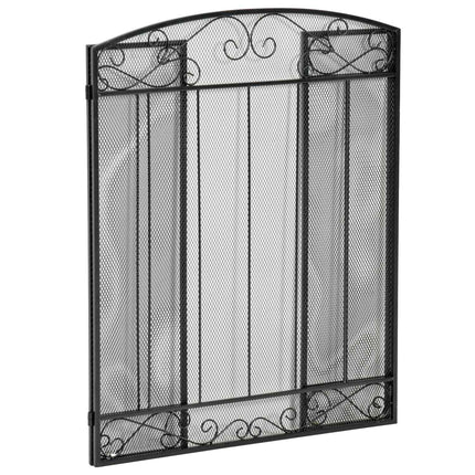 Skládací ocelová zástěna ke krbu, 3 panely, 105 x 80.5 cm, černá