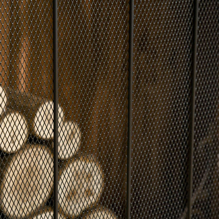 Skládací ocelová zástěna ke krbu, 3 panely, 105 x 80.5 cm, černá