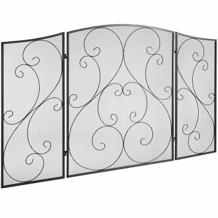 Fireplace Screen, 3-Panel Iron Mesh, 48-Inch Wide