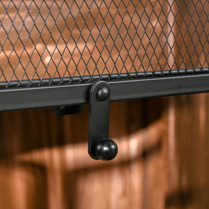 Fireplace Screen, Foldable 3-Panel, Black Metal 120x79 cm