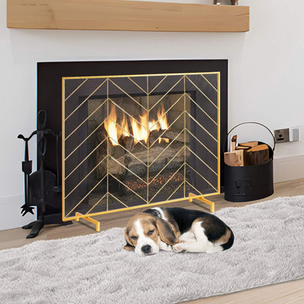 Fireplace Screen, Iron Mesh Spark Guard, 980 x 758 mm