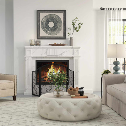 Fireplace Screen, Vintage Design, Black, 3-Panel, 66x31x81 cm