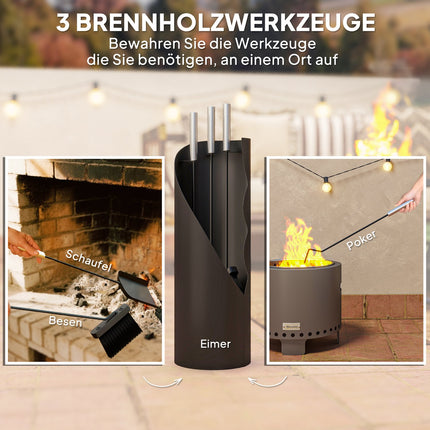 Fireplace Tool Set, 4-Piece, Metal, Black