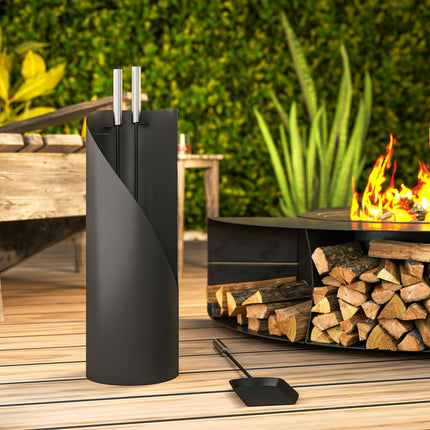 Fireplace Tool Set, 4-Piece, Metal, Black