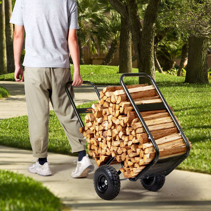 Firewood Log Cart, 250 lb Capacity, 10.5 in Pneumatic Wheels