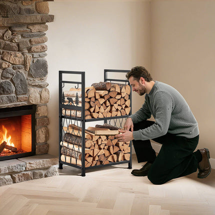 Firewood Rack 45.5cm, 2-Tier with Tools, 400 lb