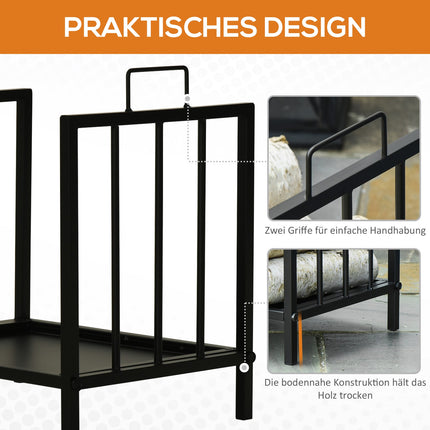 Wood stand with handle, Heavy Duty Metal, Black, 50 kg