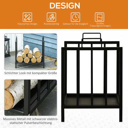 Wood stand with handle, Heavy Duty Metal, Black, 50 kg