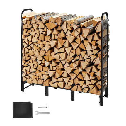 Firewood Rack With Waterproof Cover, 4ft Steel, 1/4 Cord