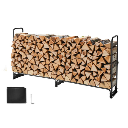 Firewood Rack With Waterproof Cover, 8 Ft, 1/2 Cord